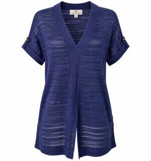 Tommy Bahama Womens S Navy Blue V Neck Knit Beach Sweater Tunic Cover Up NWT